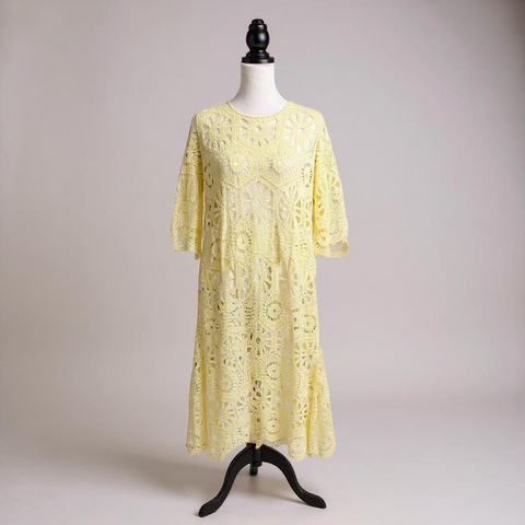 Ladies Crochet Dress in Lemon