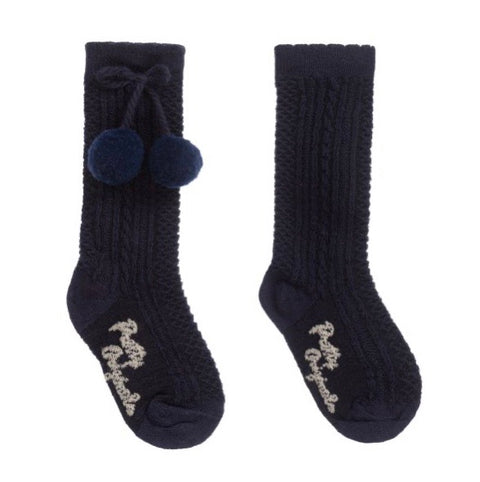 Navy Pretty Original Knee High Pom Socks