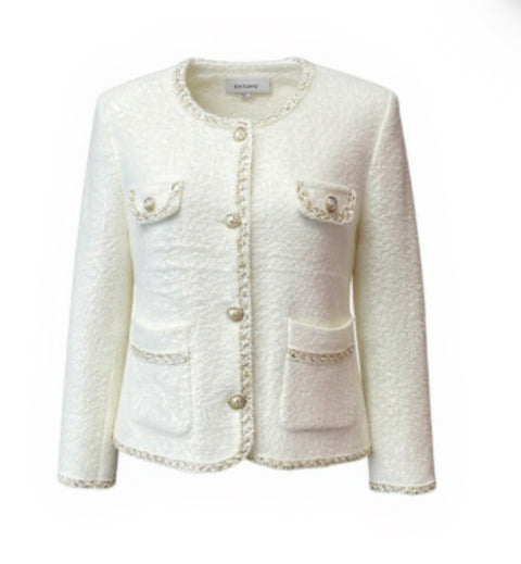 Ladies Cream  Soft Knit Cardigan With Gold Buttons