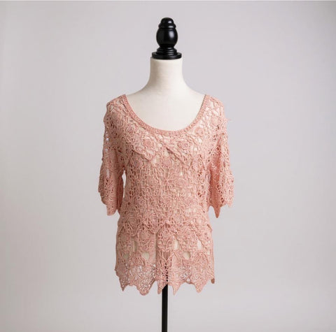 Ladies Crochet Top in Pink