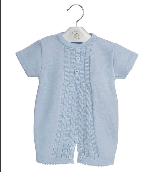 Dandelion Cable Knit Blue Shortie Romper