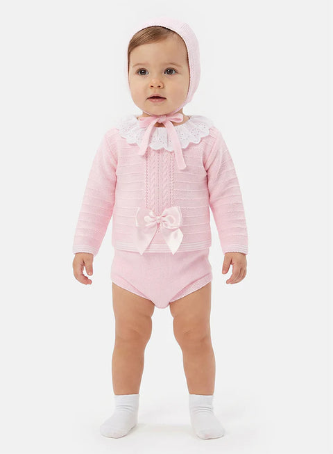 Baby Girls Pink Knitted Jam Pant Set
