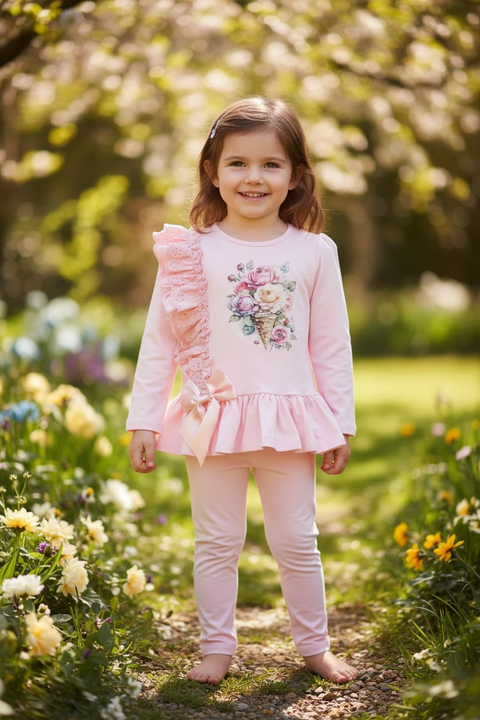 Girls Pink Legging Set