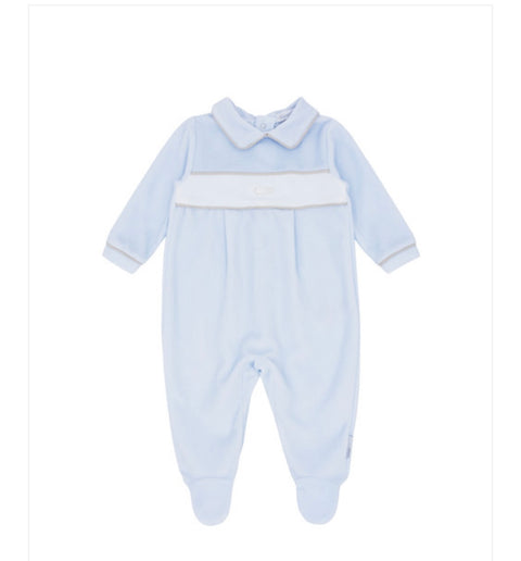 Blues Baby Light Blue Velour Babygrow