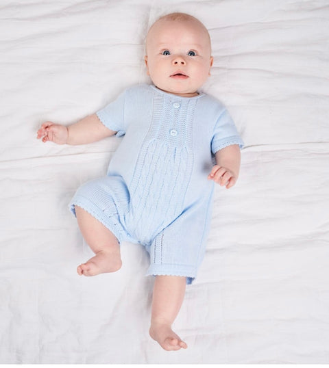 Dandelion Cable Knit Blue Shortie Romper