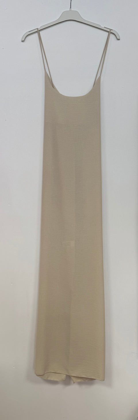 Ladies Cross Over Back Maxi Dress In Beige
