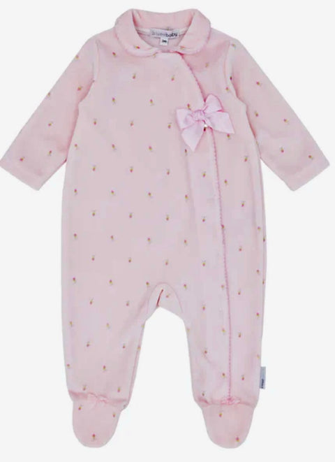 Baby Girl Velour Flower BabyGrow