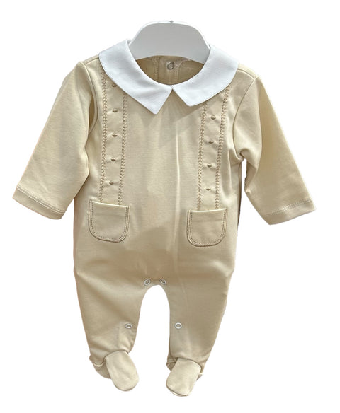 Baby Boy's Beige Detail Babygrow