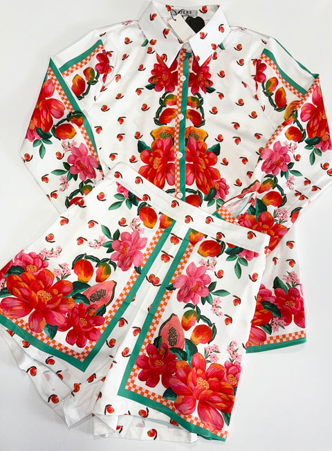 Ladies Floral Shirt & Short Set