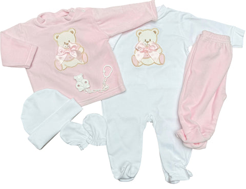 Teddy Bear Baby Set 7 Pieces in Pink