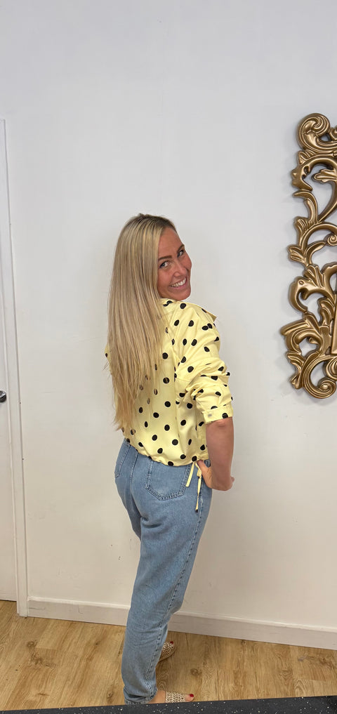 Ladies Yellow and Black Polka Dot Jacket