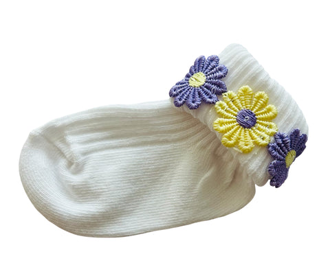 Baby Girls Handmade Set With Lilac And Lemon  Floral Detailing