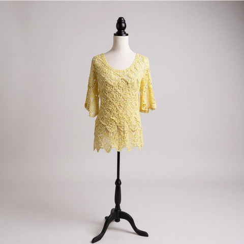 Ladies Crochet Top in Lemon