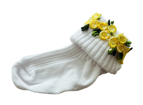 Baby Girls Handmade Set With Yellow Floral Detailing