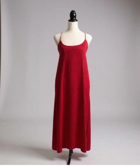 Ladies Cross Over Back Maxi Dress In Red
