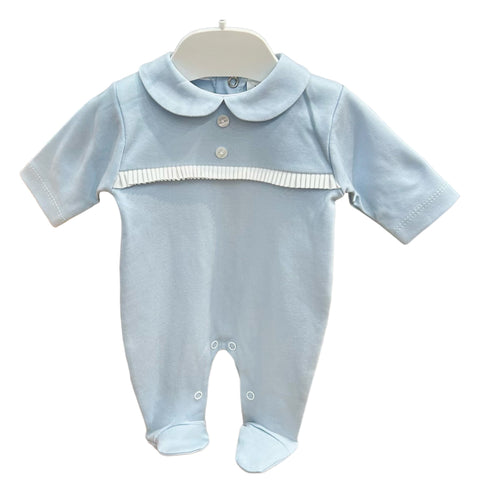 Baby Boy's Blue Detailed Button Babygrow