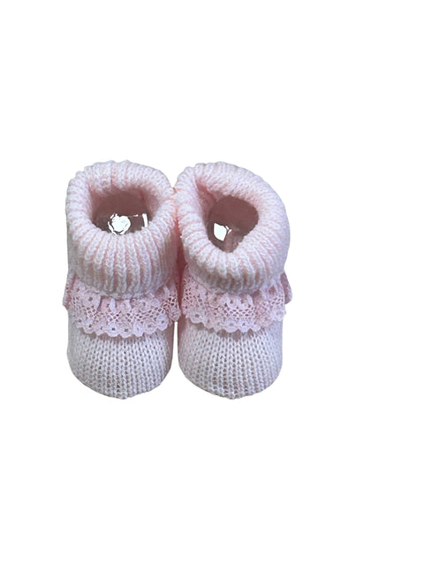 Pink Knit Bow Booties
