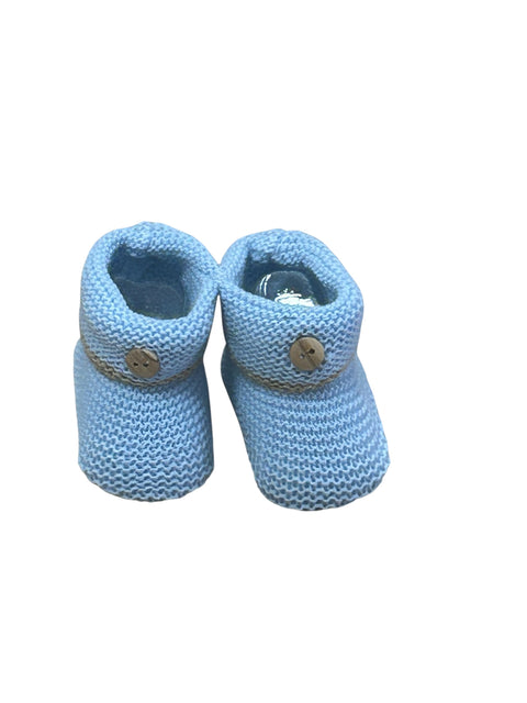 Blue Button Knit Booties