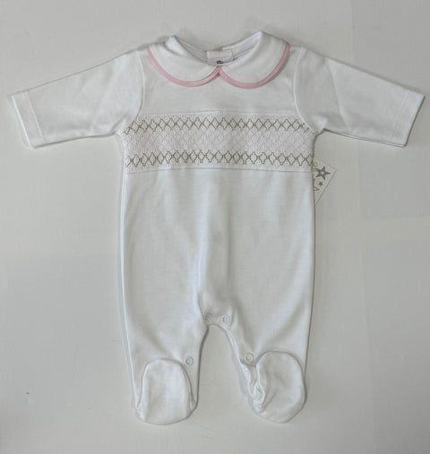 Baby Girls Pink Babygrow with Pink Smock