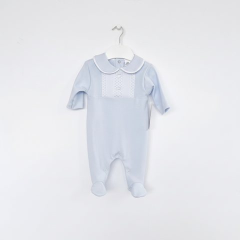 Baby Boys Baby Blue Babygrow with White