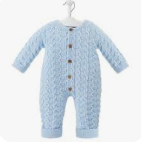 Dandelion Knitted Blue Baby Boy's Onesie