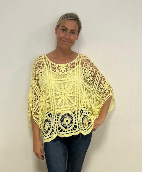 Ladies Crochet Top in Lemon