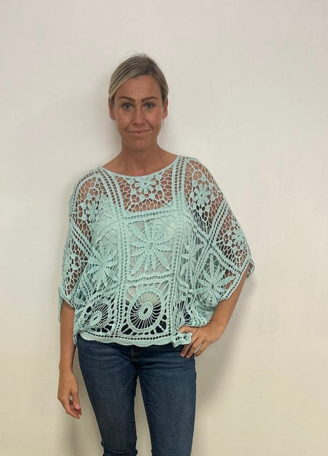 Ladies Crochet Top in Blue