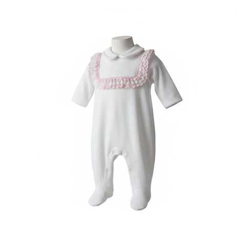Baby Girls Pink and White Babygrow