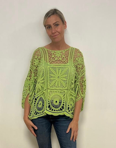 Ladies Crochet Top in Lime Green