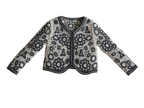Ladies Crochet Top in Black and Cream