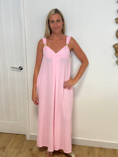 Ladies Pink Wide Leg Jumpsuit