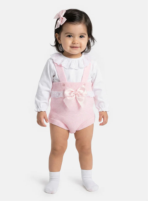 Baby Girls Baby Pink Knitted Jam Pant Set