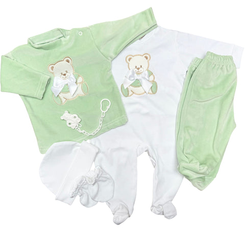 Teddy Bear Baby Set 7 Pieces in Mint
