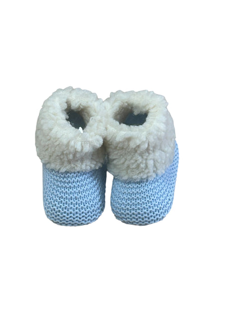Blue And Cream Knit Bow Booties