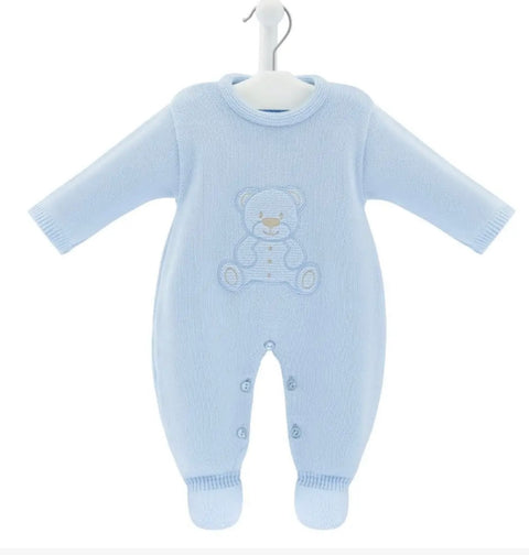 Dandelion Knitted Blue Teddy Babygrow