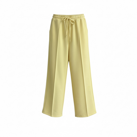 Ladies Lemon Elastic Waist Wide Leg Trousers