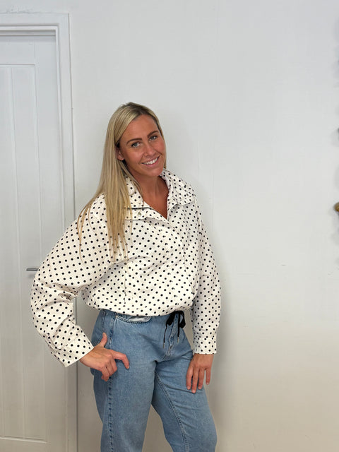 Ladies White and Black Polka Dot Jacket