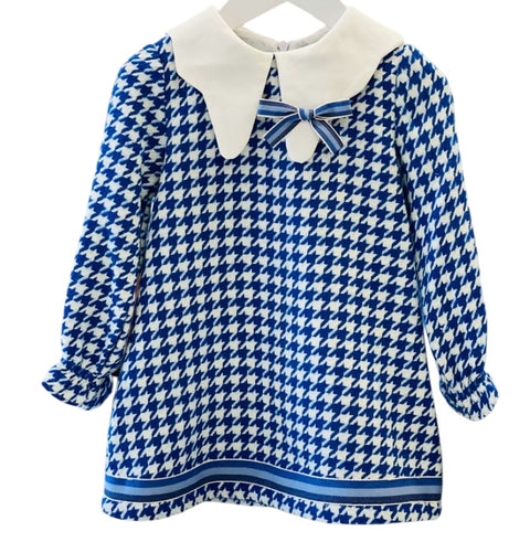 Basmarti Blue Houndstooth Check Dress