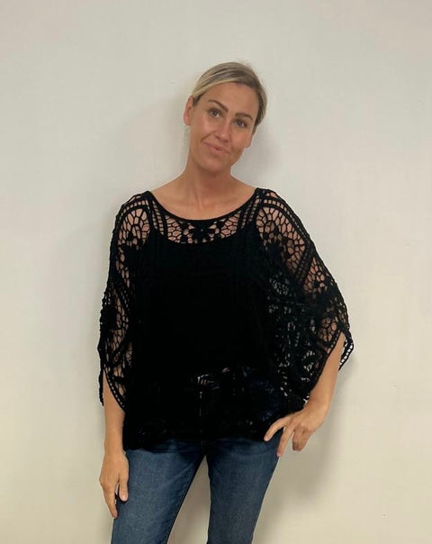 Ladies Crochet Top in Black
