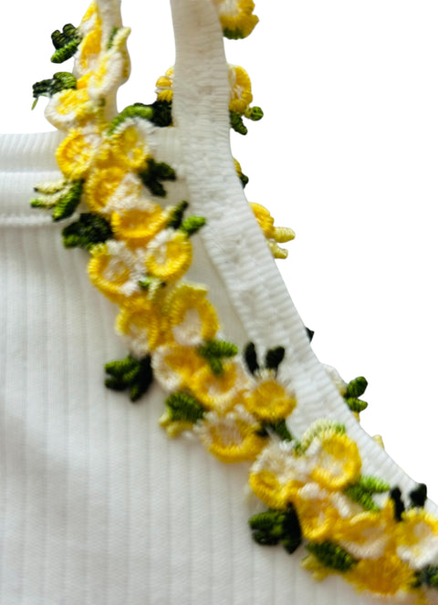 Baby Girls Handmade Set With Yellow Floral Detailing