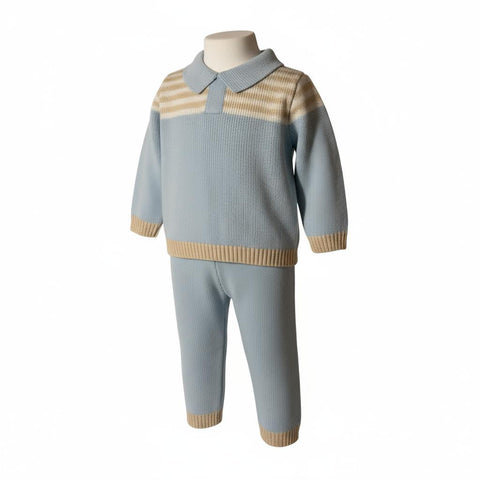Baby Boys Baby Camel & Blue Knitted Set