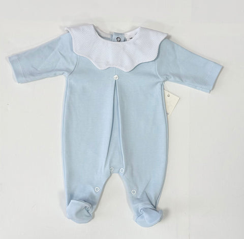 Baby Boys Blue Baby Grow with White Collar
