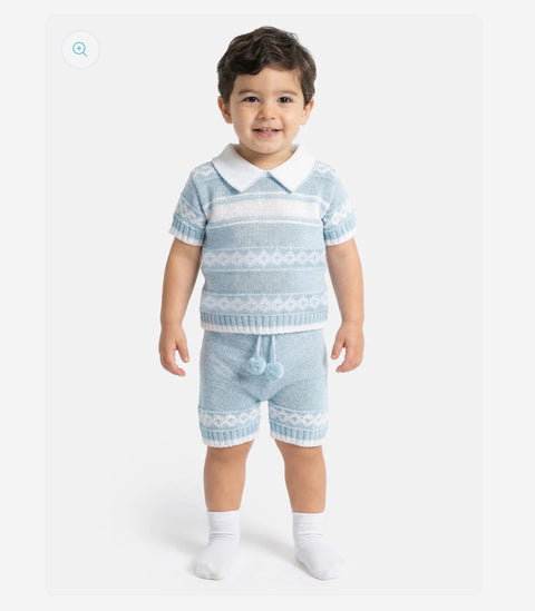 Baby Boys Knitted Short Set Blue