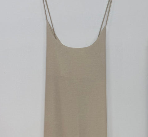 Ladies Cross Over Back Maxi Dress In Beige