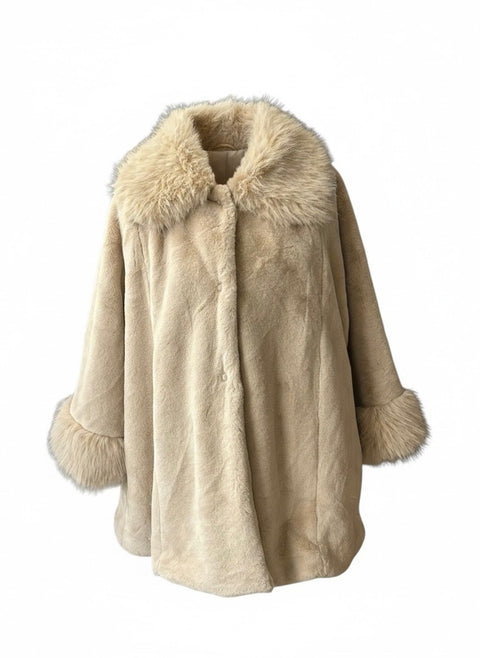 Ladies Faux Fur Jacket in Camel