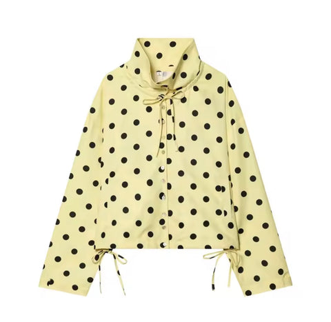 Ladies Yellow and Black Polka Dot Jacket