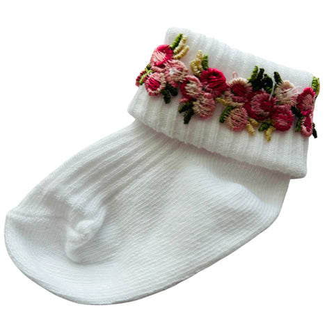 Baby Girls Handmade Set With Pink  Floral Detailing