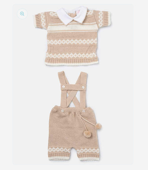 Baby Boys Knitted Short Set Beige