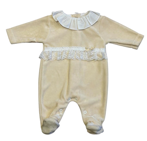 Baby Girls Camel Smocked Baby Grow