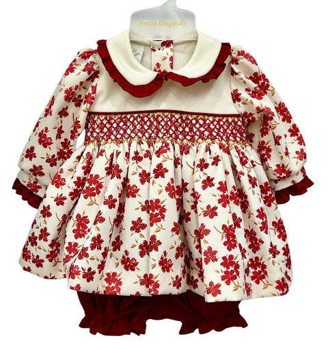 Pretty Originals Red Smocked Dress Set